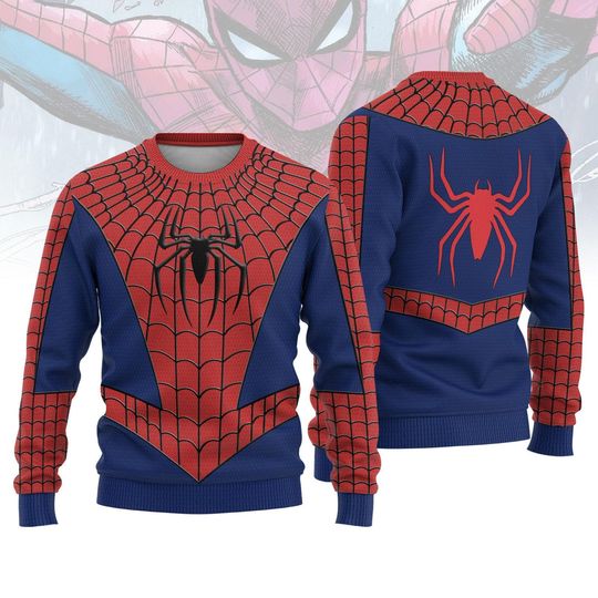 Discover Spider-Man Christmas Ugly Sweater, Superhero Web Holiday Sweater, Spider Man 2026 Sweater, Marvel Xmas Gift for Men & Women, Xmas Gift