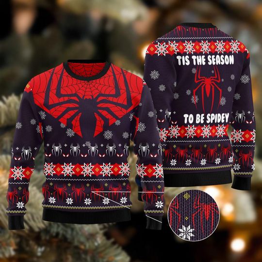 Discover Spider Ugly Christmas Sweater, Tis The Season To Be Spidey Sweater, Spiderman Sweatshirt, Marvel Sweater, Fun Animals Holiday Sweater