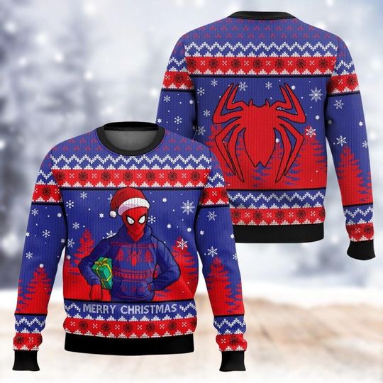 Spiderman Christmas Ugly Sweater, Spidey Xmas Sweater, Birthday Boy Gift, Superhero Sweaters For Men