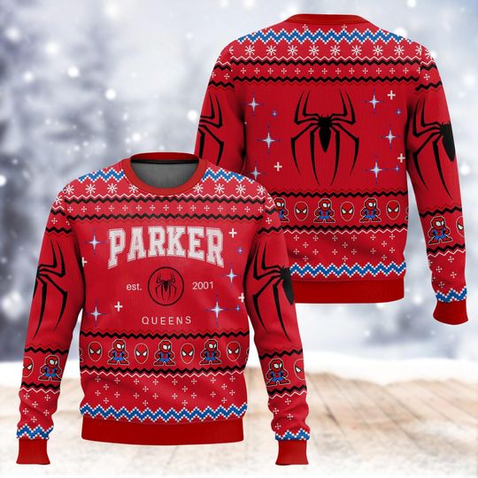 Discover Parker Queens Ugly Christmas Sweater, Disney Spiderman Christmas Sweatshirt, Peter Parker Xmas Sweater, Superhero Gift