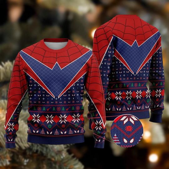Spider-Punk Christmas Ugly Sweater, Spider Man Across The Spider-Verse Sweater, Hobie Brown Xmas Sweatshirt, Marvel Fan Holiday Sweater