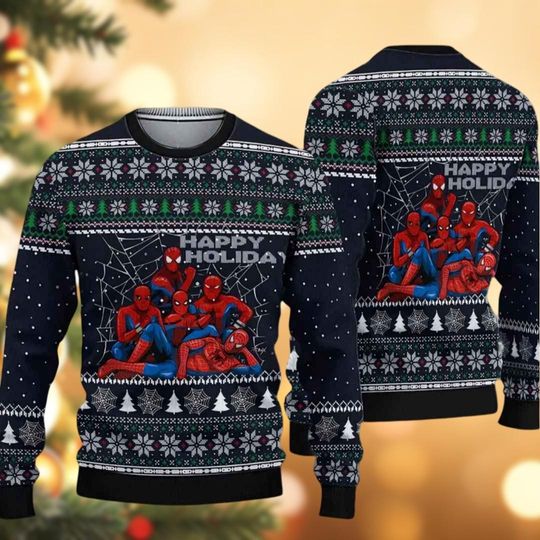 Spider Man Ugly Christmas Sweater, Spiderman Xmas Sweater, Avengers Christmas Shirt, Happy Holiday Sweater, Spidermen Sweater Family