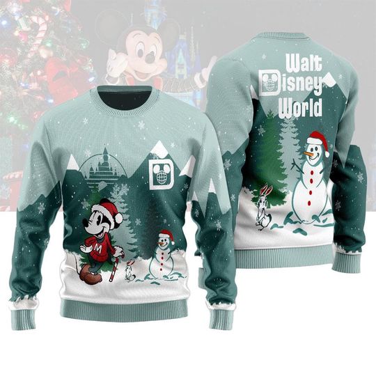 Discover Mickey Christmas Ugly Sweater, WDW Christmas Shirt, Holiday Ugly Sweatshirt, Cute Snowman Winter Jumper, Cozy Xmas Gift For Disney Fans