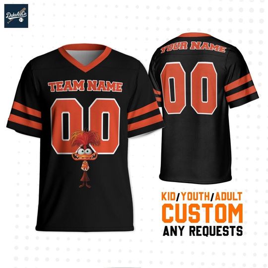 Discover Personalized Disney Inside Out Anxiety Football Jersey for Adults and Kids, Custom Football Outfit