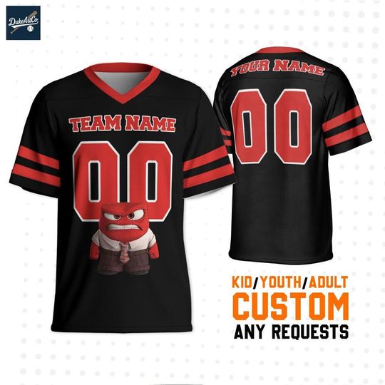 Discover Disney Inside Out Angry Football Jersey, Custom Adult, Kid & Youth Football Shirt