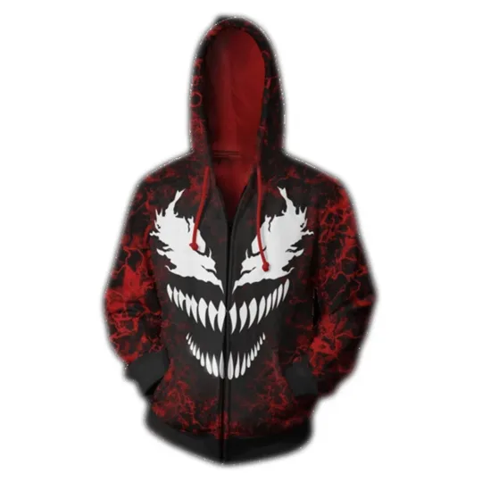 Venom Spiderman Deadpool Hoodie 3D Sweatshirts Coat Superhero Jacket ,zip
