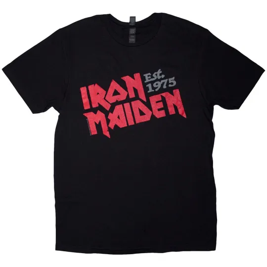Discover Iron Maiden Unisex T-Shirt Est 1975 Slanted Logo Black