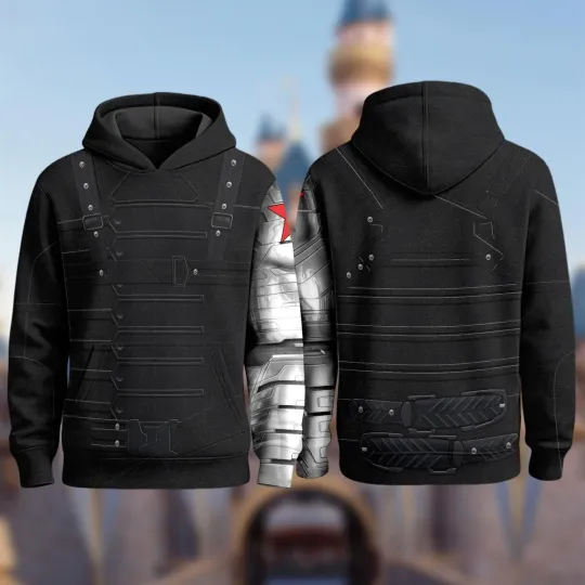 Winter Soldier 3D Cosplay Costume Hoodie, Hero Halloween Costume Hoodie