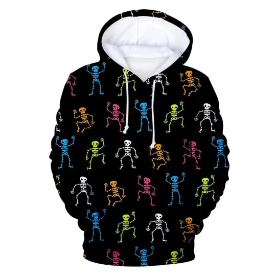 Discover Skeleton Skull 3D Print Hoodie Halloween