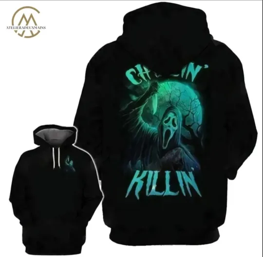 The Ghostface Horror Chilling Killing Halloween 3D HOODIE Christmas Gift