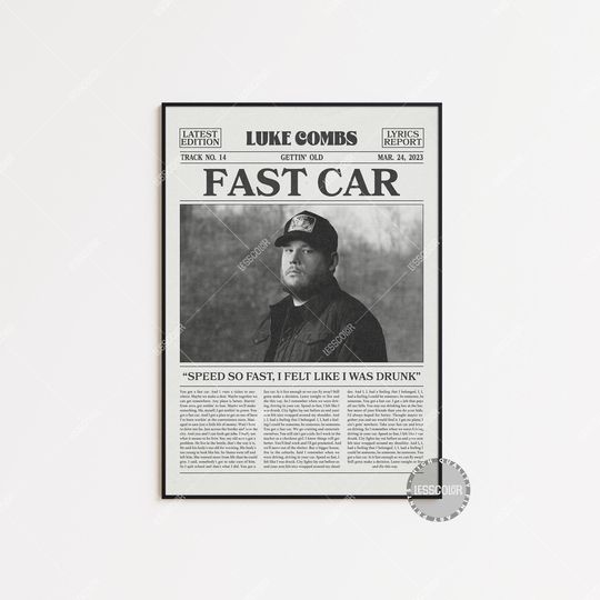 Discover Lukee Comb Retro Newspaper Print, Fast Car Poster, Fast Car Lyrics Print, Lukee Comb Poster, Gettin Old Poster, ,LC3 LESS312