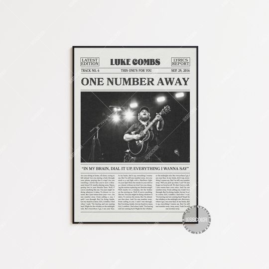 Discover Lukee Comb Retro Newspaper Print, One Number Away Poster, One Number Away Lyrics Print, Lukee Comb Poster, This One's for You Poster, LC3