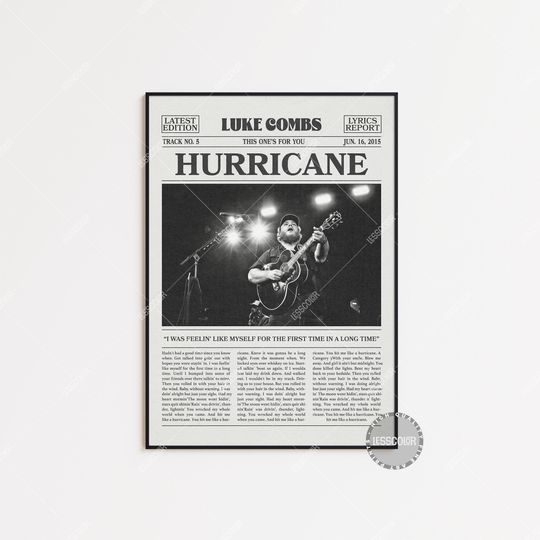 Discover Lukee Comb Retro Newspaper Print, Hurricane Poster, Hurricane Lyrics Print, Lukee Comb Poster, This One's for You Poster, LC3