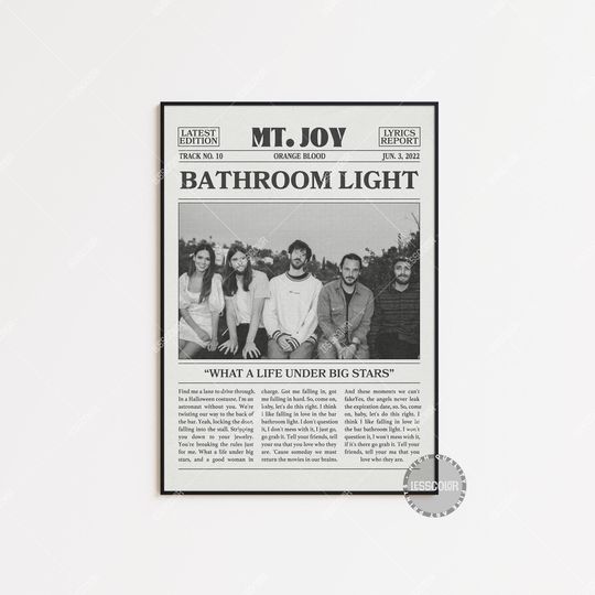 Discover Mt. Joy Retro Newspaper Print, Bathroom Light Poster, Bathroom Light Lyrics Print, Mt. Joy Poster, Orange Blood, Poster, LC3
