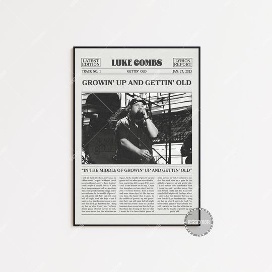 Discover Lukee Comb Retro Newspaper Print, Growin' Up and Gettin' Old Poster, Lyrics Print, Lukee Comb Poster, Gettin' Old Poster, LC3
