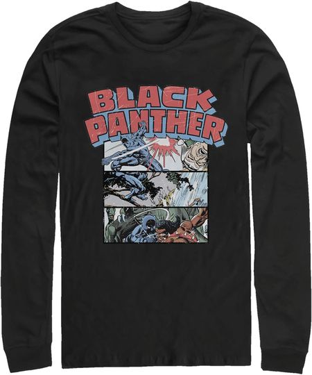 Marvel Men's Black Panther Panels Long Sleeve Shirt