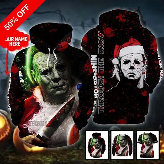 Discover Personalized Michael Myers Shirt, Santa Thrashing Through Snow Horror Movie Christmas 3D Shirt, Holiday Party Wear, Unique Christmas Gift