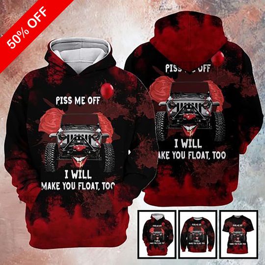 Discover Horror Movie Halloween 3D Shirt, Piss Me Off I Will Make You Float Too All Over Print Tee, Spooky Costume Party Gift