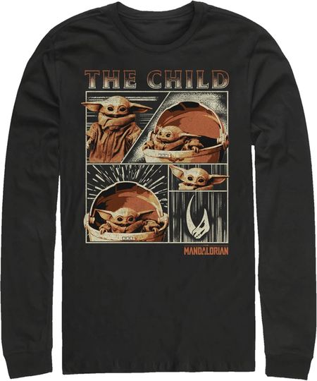 Men's Star Wars: The Mandalorian The Child Collage Long Sleeve Shirt