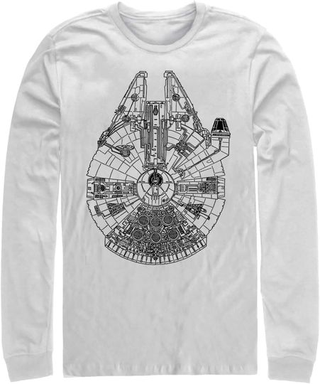 Men's Star Wars Millennium Falcon Outline Long Sleeve Shirt