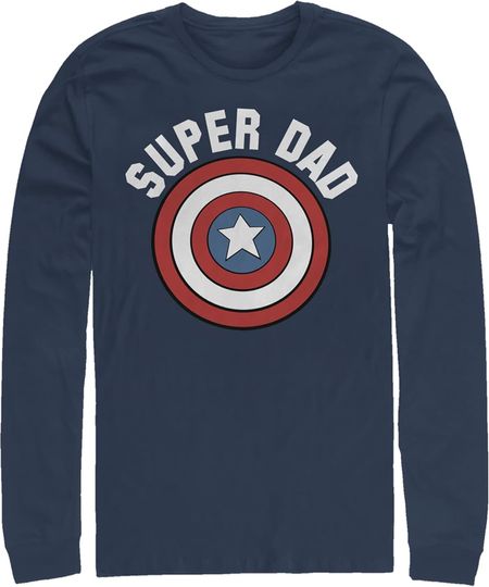 Discover Men's Marvel Super Dad Captain America Shield Long Sleeve Shirt