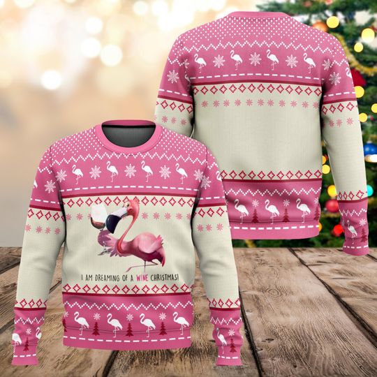 Discover Pink Flamingo Christmas Ugly Sweater, Cute Bird Sweater, Xmas Festival Gift, Sweatshirt for Kid Adult