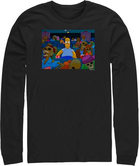 Men's The Simpsons Treehouse of Horror Homer Skeleton Theater Scene Long Sleeve Shirt
