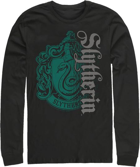 Men's Harry Potter Slytherin Dark Badge Logo Long Sleeve Shirt