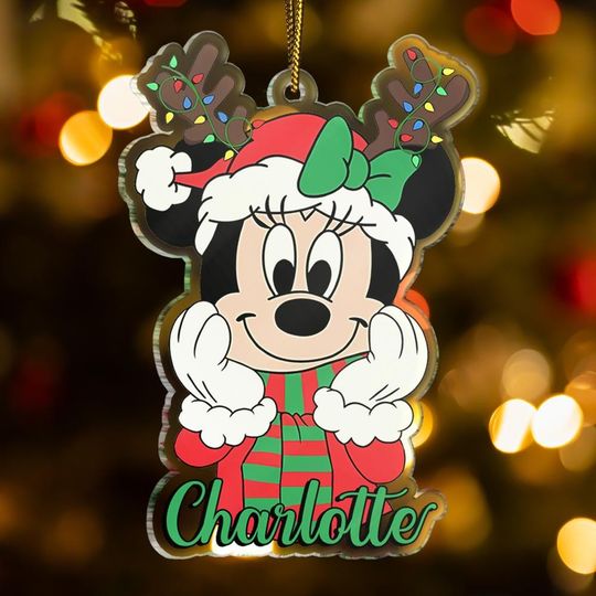 Discover Personalized Minnie Mouse Christmas Ornament, Custom Minnie Ornament, Christmas Decor, Cute Disney Ornament