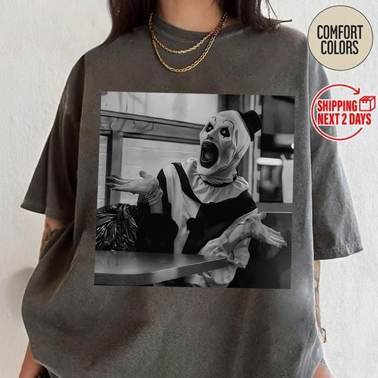 Terrifier Art The Clown, Horror Movie Shirt, Scary Clown, Creepy Slasher Film Fan Shirt, Halloween Party, Spooky Season Gift Tee