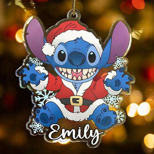 Custom Stitch Christmas Ornament, Personalized Christmas Lilo and Stitch Ornament, Christmas Friends Ornament, Christmas Decor