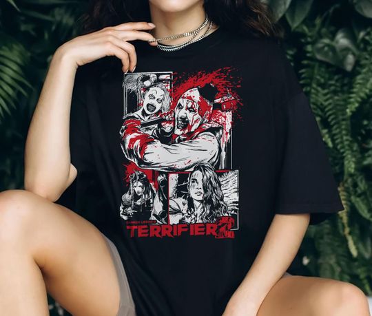 Terrifier Art The Clown Shirt, Horror Movie T-Shirt, Scary Clown Tee, Creepy Slasher Film Graphic Top, Horror Fan Gift Unisex