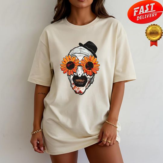 Discover Terrifier Art The Clown Tee, Horror Movie, Horror Fan Gift, Scary Clown Shirt, Creepy Slasher Film Graphic