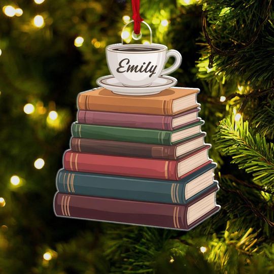 Discover Personalized Christmas Book Name Ornament, Book Lover Gift, Bookworm Gifts, 2025 Christmas Ornament, 2D Flat Ornament