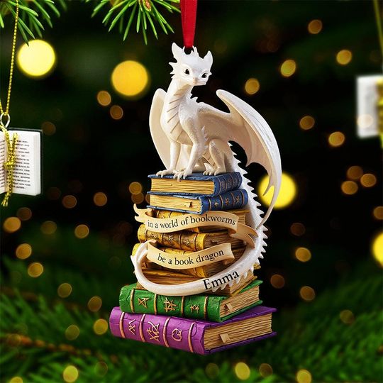 Personalized Christmas Book Tree Ornament, Custom Gifts For Book Lovers, Book Club Ornament, Bookish Ornament, Book Exchange Gift