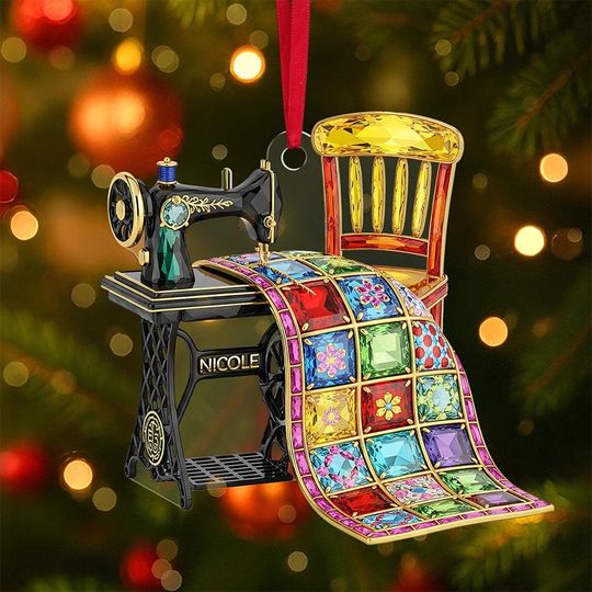 Discover Personalized Sewing Machine Christmas Ornament, Custom Name Acrylic Flat Ornaments, Christmas Sewing Lovers Gift, Seamstress Ornaments Gift