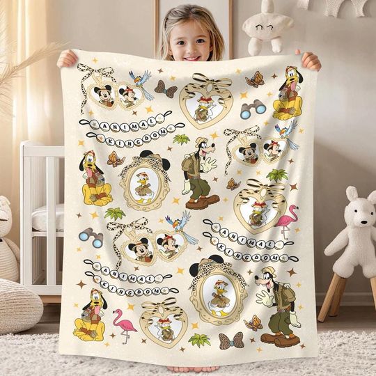 Discover Mickey And Friends Leopard Coquette Bow Blanket, Animal Kingdom Blanket