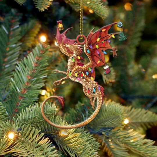 Dragon Christmas Ornament, Holiday Acrylic Ornament Dragon Christmas Ornament, Gift For Dragon Lover, Dragon Christmas Tree Ornament