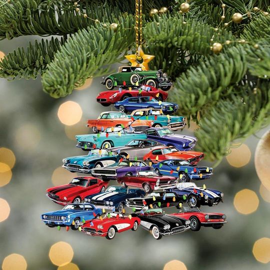 Discover Personalized Muscle Car Collection Christmas Ornament, Christmas Car Tree Ornament, Car Lover Ornament, Car Xmas Decor, Gift For Car Lover