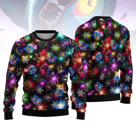 Discover Christmas Demon Tiger Ugly Sweater, Blue Tiger Kpop Cosplay Sweater, Demon Hunter Costume, Xmas Gift For Fans