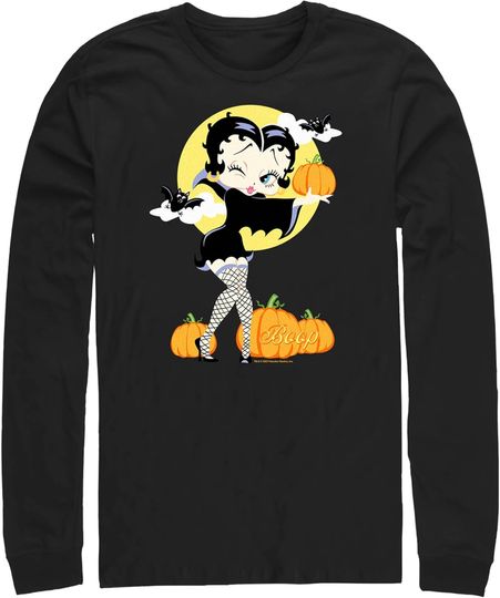 Discover Men's Betty Boop Halloween Pumpkins Long Sleeve Shirt