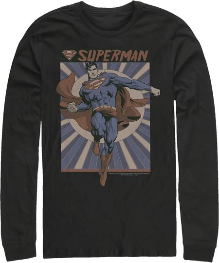 Men's Superman Classic Hero Pose Long Sleeve Shirt