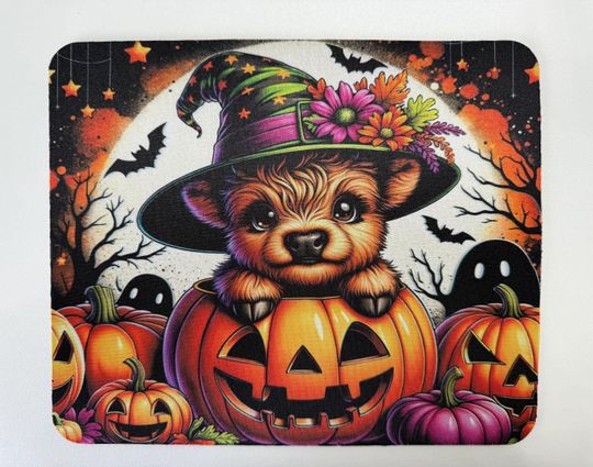 Discover Halloween Baby Highland Cow Mouse Pad