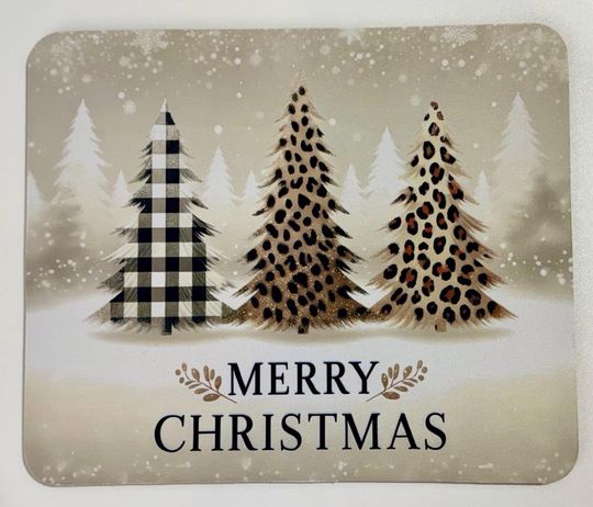 Discover Leopard & Plaid Christmas Tree Mouse Pad