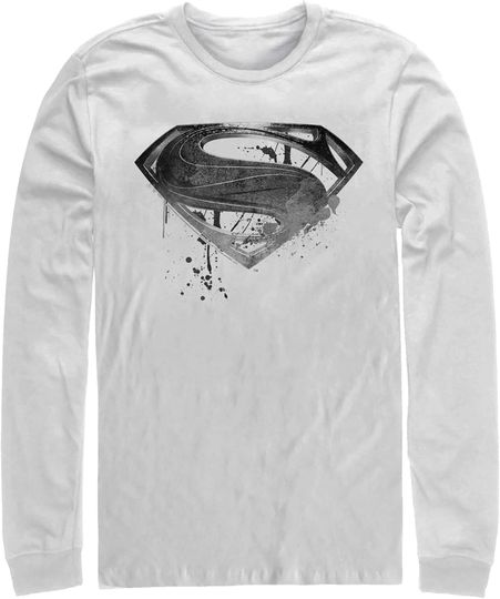 Men's Zack Snyder Justice League Superman Silver Logo Long Sleeve Shirt