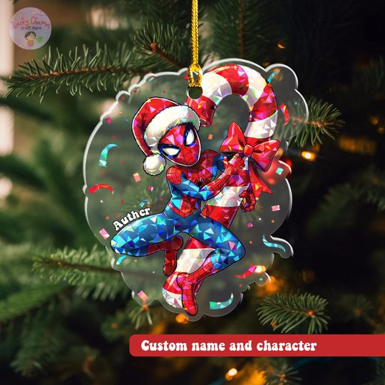 Discover 2025 Funny Marvel Spiderman Hologram Christmas Ornament, Personalized Superhero Ornament, Disney Ornament, Disney Xmas Gift