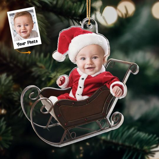 Discover Personalized Baby Photo Ornaments, Baby's First Christmas Ornament, 2D Christmas Ornament, Custom Baby Face Ornament, Baby Shower 2025 Gifts