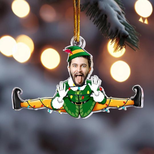 Personalized Funny Elf Photo Ornament Gift, Custom Funny Face For Husband Wife, Photo Gift For Valentine Christmas Anniversary Wedding