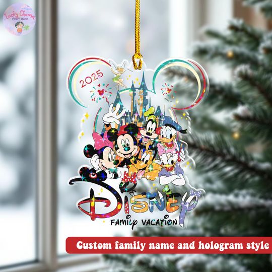 Discover Personalized Disney Trip Ornament 2025, Custom Name Disney Family Ornament, Disneyworld  Disneyland Ornament, Family Vacation Photo Ornament