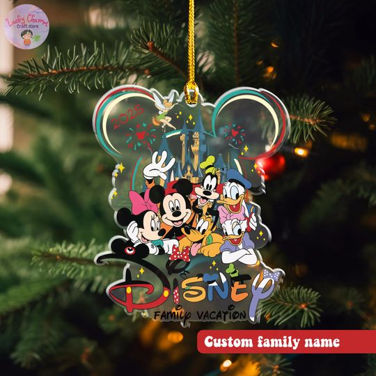 Discover Personalized Disney Trip Ornament 2025, Custom Name Disney Family Ornament, Disneyworld  Disneyland Ornament, Family Vacation Photo Ornament